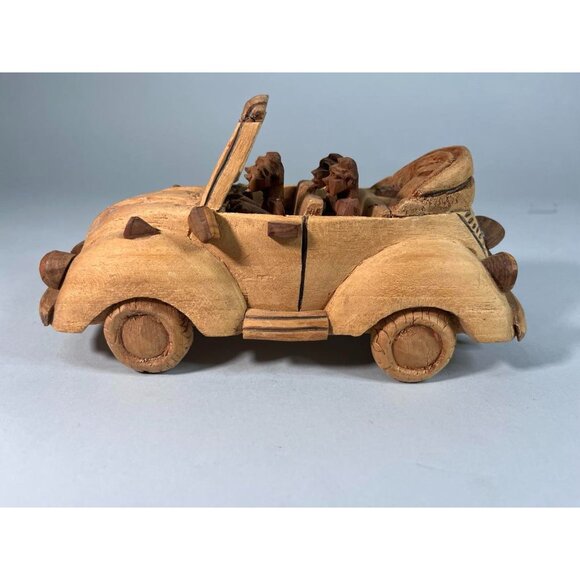 Vintage Ghana African Folkart Carved Wood VW Volkswagen Beetle Cabriolet Conv. - Picture 2 of 7